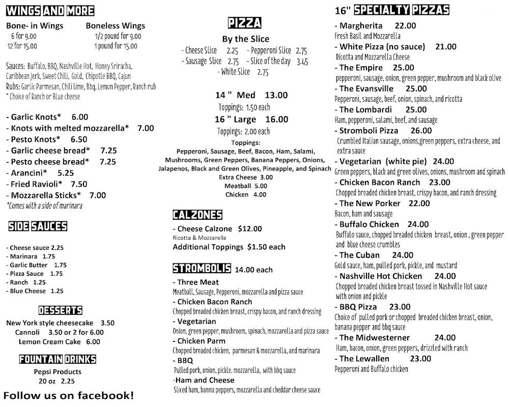 Lombardi's New York Pizza & Wings Menu image 1